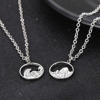 Casual Simple Style Mountain Sea Wave Solid Color Stainless Steel Hollow Out Pendant Necklace main image 6