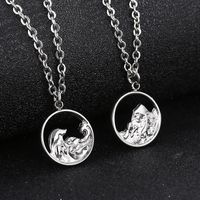 Casual Simple Style Mountain Sea Wave Solid Color Stainless Steel Hollow Out Pendant Necklace main image 1