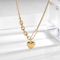 Titanium Steel 18K Gold Plated Simple Style Plating Heart Shape Titanium Steel Pendant Necklace sku image 1