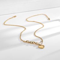 Titan Stahl 18 Karat Vergoldet Einfacher Stil Überzug Herzform Titan Stahl Halskette Mit Anhänger main image 3