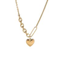 Titanium Steel 18K Gold Plated Simple Style Plating Heart Shape Titanium Steel Pendant Necklace main image 4