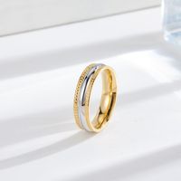 Titanium Steel 18K Gold Plated Simple Style Plating Color Block Titanium Steel Rings sku image 3