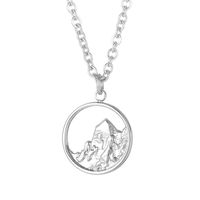 Casual Simple Style Mountain Sea Wave Solid Color Stainless Steel Hollow Out Pendant Necklace sku image 2