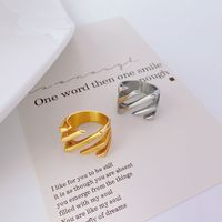 Titanium Steel 18K Gold Plated INS Style Novelty Plating Stripe Solid Color Titanium Steel Rings main image 1