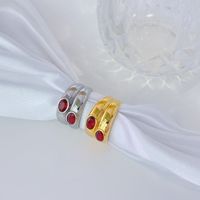 Titanium Steel 18K Gold Plated Vintage Style Plating Inlay Oval Zircon Rings main image 3