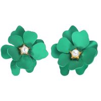 Sweet Flower Alloy Spray Paint Women's Ear Studs sku image 4