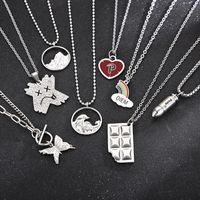Casual Simple Style Rainbow Heart Shape Butterfly Stainless Steel Enamel Pendant Necklace main image 1