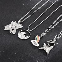Casual Simple Style Rainbow Heart Shape Butterfly Stainless Steel Enamel Pendant Necklace main image 9