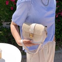 Women's Small Straw Solid Color Basic Square Flip Cover Shoulder Bag main image 5