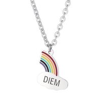 Casual Simple Style Rainbow Heart Shape Butterfly Stainless Steel Enamel Pendant Necklace sku image 3