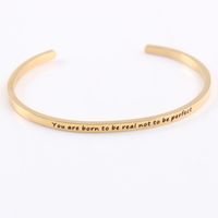 Casual Simple Style Letter Stainless Steel Cuff Bracelets sku image 2