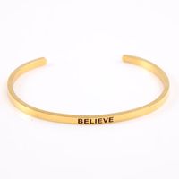 Casual Simple Style Letter Stainless Steel Cuff Bracelets sku image 32