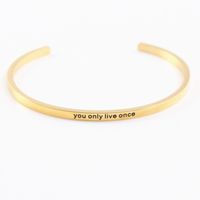 Casual Simple Style Letter Stainless Steel Cuff Bracelets sku image 8