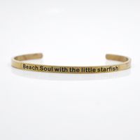 Casual Simple Style Letter Stainless Steel Cuff Bracelets sku image 2