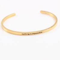 Casual Simple Style Letter Stainless Steel Cuff Bracelets sku image 4