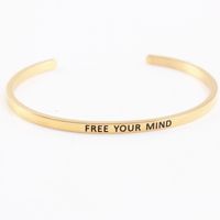 Casual Simple Style Letter Stainless Steel Cuff Bracelets sku image 21