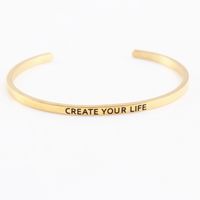 Casual Simple Style Letter Stainless Steel Cuff Bracelets sku image 25