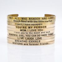 Casual Simple Style Letter Stainless Steel Cuff Bracelets main image 1