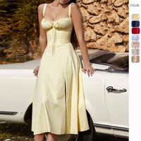 Women'S A-Line Skirt Streetwear Collarless Printing Sleeveless Solid Color Midi Dress Street main image video