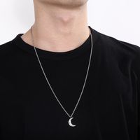 Casual Simple Style Irregular Star Moon Stainless Steel Pendant Necklace main image 3