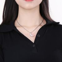 Casual Simple Style Irregular Star Moon Stainless Steel Pendant Necklace main image 4