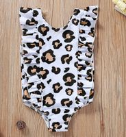 Retro Leopard Print Flounced Sleeve One-piece Swimsuit For Children main image 1