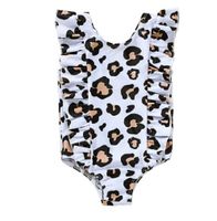 Retro Leopard Print Flounced Sleeve One-piece Swimsuit For Children sku image 2