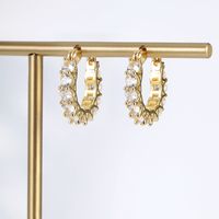 1 Pair Ins Style Shiny Circle Copper Plating Inlay Zircon 18k Gold Plated Hoop Earrings main image 1