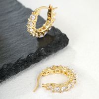 1 Pair Ins Style Shiny Circle Copper Plating Inlay Zircon 18k Gold Plated Hoop Earrings main image 5
