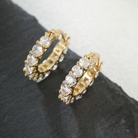 1 Pair Ins Style Shiny Circle Copper Plating Inlay Zircon 18k Gold Plated Hoop Earrings main image 4