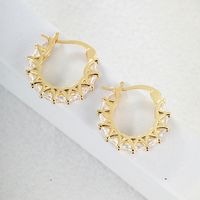 1 Pair Ins Style Shiny Circle Copper Plating Inlay Zircon 18k Gold Plated Hoop Earrings sku image 1
