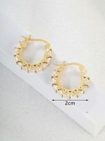 1 Pair Ins Style Shiny Circle Copper Plating Inlay Zircon 18k Gold Plated Hoop Earrings main image 2