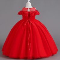 Elegant Romantic Solid Color Flower Pearl Polyester Girls Dresses main image 4