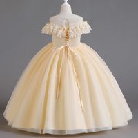 Elegant Romantic Solid Color Flower Pearl Polyester Girls Dresses main image 8