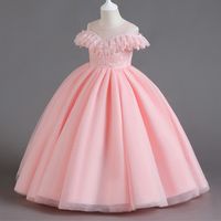 Elegant Romantic Solid Color Flower Pearl Polyester Girls Dresses main image 7