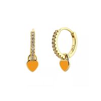 1 Pair French Style Sweet Heart Shape Copper Enamel Plating Inlay Zircon Gold Plated Drop Earrings main image 8