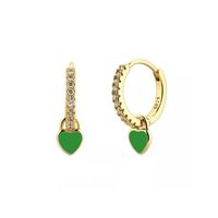 1 Pair French Style Sweet Heart Shape Copper Enamel Plating Inlay Zircon Gold Plated Drop Earrings main image 5