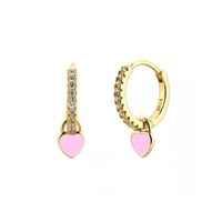 1 Pair French Style Sweet Heart Shape Copper Enamel Plating Inlay Zircon Gold Plated Drop Earrings main image 11