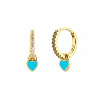 1 Pair French Style Sweet Heart Shape Copper Enamel Plating Inlay Zircon Gold Plated Drop Earrings main image 9