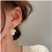 Elegant Streetwear Flower Imitation Pearl Alloy Inlay Artificial Rhinestones Women's Drop Earrings main image 1
