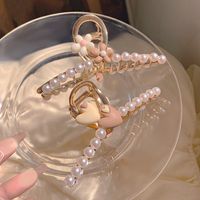 Frau Moderner Stil Herzform Blume Legierung Überzug Inlay Künstliche Perlen Haarkrallen main image 3