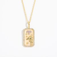 Vintage Style Constellation Copper Gold Plated Birthstone Zircon Pendant Necklace In Bulk sku image 1