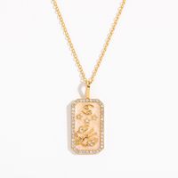 Vintage Style Constellation Copper Gold Plated Birthstone Zircon Pendant Necklace In Bulk sku image 9