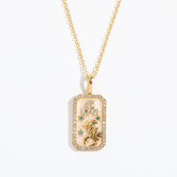 Vintage Style Constellation Copper Gold Plated Birthstone Zircon Pendant Necklace In Bulk sku image 3