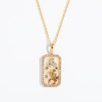 Wholesale Casual Retro Punk Constellation Copper Plating Inlay Zircon Pendant Necklace sku image 3