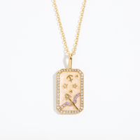 Vintage Style Constellation Copper Gold Plated Birthstone Zircon Pendant Necklace In Bulk sku image 10