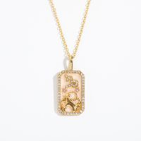 Vintage Style Constellation Copper Gold Plated Birthstone Zircon Pendant Necklace In Bulk sku image 11