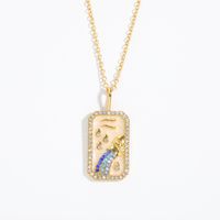 Vintage Style Constellation Copper Gold Plated Birthstone Zircon Pendant Necklace In Bulk sku image 7