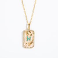 Vintage Style Constellation Copper Gold Plated Birthstone Zircon Pendant Necklace In Bulk sku image 12