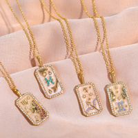 Vintage Style Constellation Copper Gold Plated Birthstone Zircon Pendant Necklace In Bulk main image 3